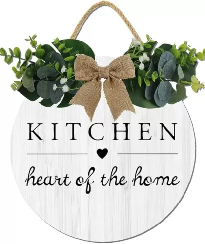 Kitchen Pictures Wall Decor, Kitchen Heart Of The Home Rustic Round Wooden Sign, For Home, Office, Store Or Restaurant