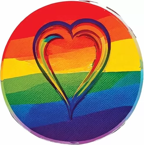 Large Rainbow Heart Trans Pride Flag Window Cling Decal Film, LGBTQ+ Home, Store and Office Decor. Double Sided, Privacy Film, Reusable, Made in America. (11" Heart Roundel Decal)