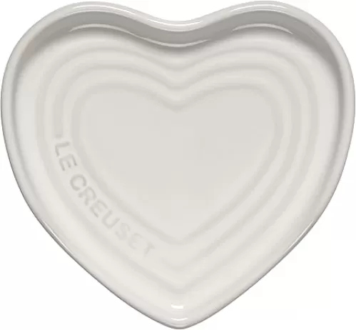 Le Creuset Stoneware Heart Shaped Spoon Rest, 5", White