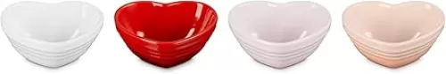 Le Creuset Stoneware Set Of 4 Mini Heart Pinch Bowl, Multi Color