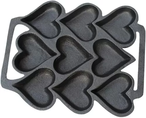 LI-GELISI Takoyaki Pan, 9 Molds, Cast Iron, Heart Shaped Egg Pot Danish Stuffed Pancake