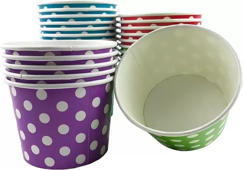 MMvolesy Mix Colors 50 Pack 16oz Disposable Ice Cream Cups - Colored Paper Bowls for Sundaes, Hot Soup, Desserts | Leak-Proof Eco-Friendly Cold & Hot Food Containers for Party, Catering, Takeout