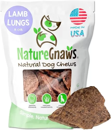 Nature Gnaws USA Lamb Lung Filets for Dogs (8oz) - Single Ingredient Natural Dog Chew Treats – Made in USA - Rawhide Free