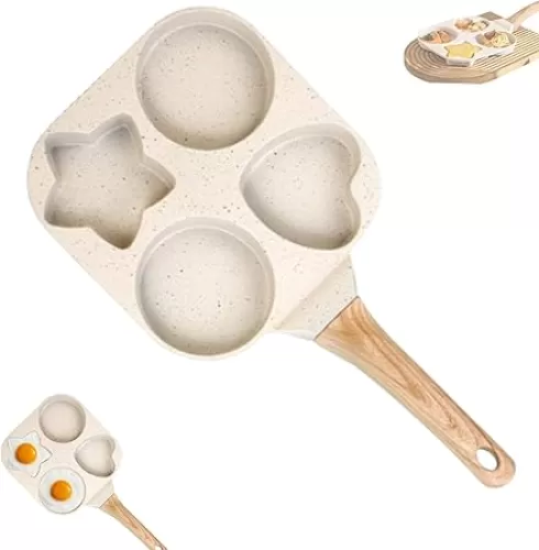 Nonstick Egg Frying Pan Shapes, Egg Frying Pan Nonstick Star and Heart, Breakfast Cooking Omelette Cookware for Pancakes Sausage