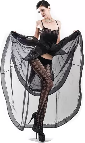 Oh My Hearts Black Fishnet Tights by Yelete Queen Size
