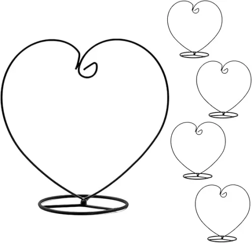 Ornament Display Stand, Heart Shaped Iron Hanging Stand Rack Holder for Home Wedding Decoration, Hanging Glass Globe and Witch Ball(Without Glass Bottle) (5pcs Heart Shaped)