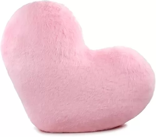 Patty Both Heart Pillow Fluffy Pink Heart Shaped Throw Pillows Super Cute Soft Faux Rabbit Fur Heart Throw Pillow Room Decorative Pillow, Wedding Decor for Couch Bed Sofa Women
