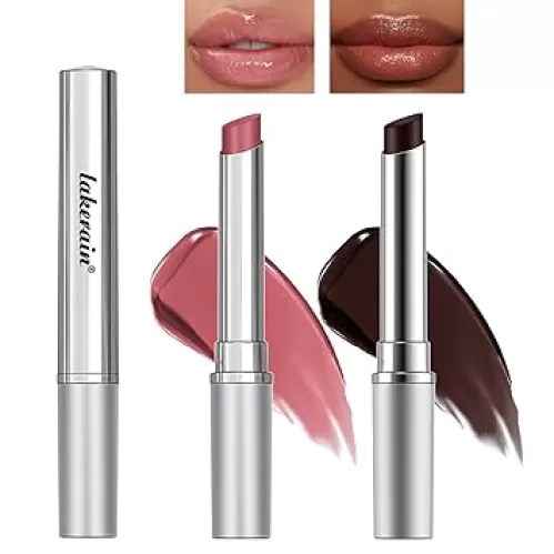 Petansy 2 Colors Jelly Lipstick, Tinted Lip Gloss Heart Shape Lip Stain, Mirror Hydrating Jelly Love Lipstick, Long Lasting Moisturizing Tinted Lip Balm, Non-sticky