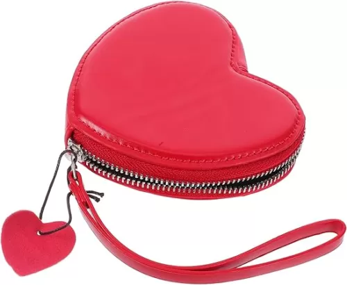 Pu Heart Shaped Wallet Coin Purse Card Holder Change Pocket Storage Pocket Great for Cards Cash Keys
