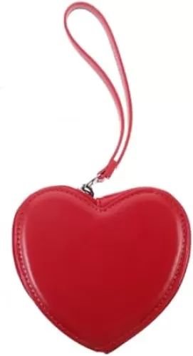 Red Love Heart Coin Purse, Heart Shaped Coin Purse PU Leather Red Heart Wallet Zipper Wallet Handbag Shoulder Bag for Women Girl(Red)