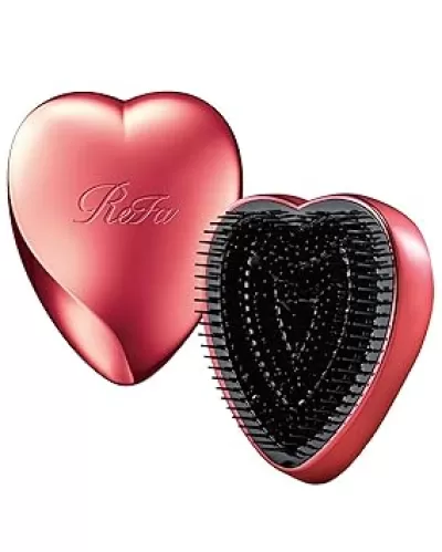 ReFa Heart Brush SHINE RED | Heart Shaped Detangler for Thick Hair | No Tangle Travel Brush for Women