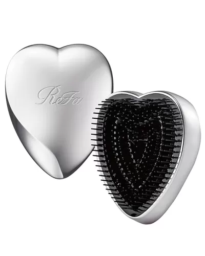 ReFa Heart Brush SILVER Detangler Hair Brush for Women and Men, Three-tiered Bristle System, Scalp Wellness, Travel Hair Brush, All Hair Types, Silver
