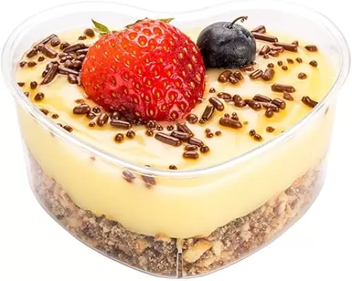 Restaurantware 4.7 Ounce Mini Containers 100 Disposable Dessert Containers - Durable Heart-Shaped Design Clear Plastic Heart Cups For Appetizers Snacks Or Desserts