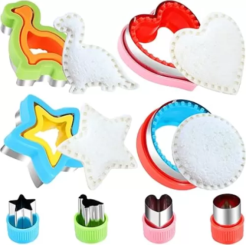 Sandwich Cutter and Sealer, Bread Decruster Maker, Fruit, Vegetable, Cookie Cutters for Kids Bento Box, Heart, Star, Dinosaur, Circle Shapes