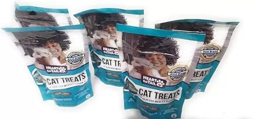 Seafood Medley Flavored Cat Treats Crunchy Outside Creamy Inside 5-Pack