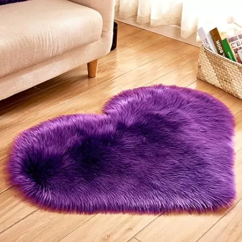 Shaggy Carpet for Home Decor Artificial Sheepskin Hairy Mat Faux Fluffy Floor Mats Love Heart Shape Area Rugs