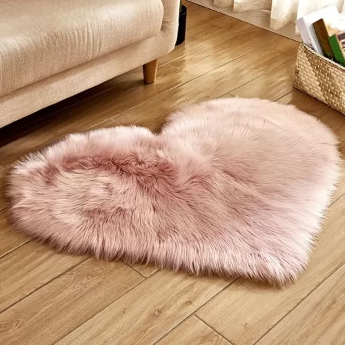 Shaggy Heart Shape Carpet Artificial Sheepskin Hairy Floor Mat Faux Wool Fluffy Beside Rug Love Heart Living Room Area Rugs