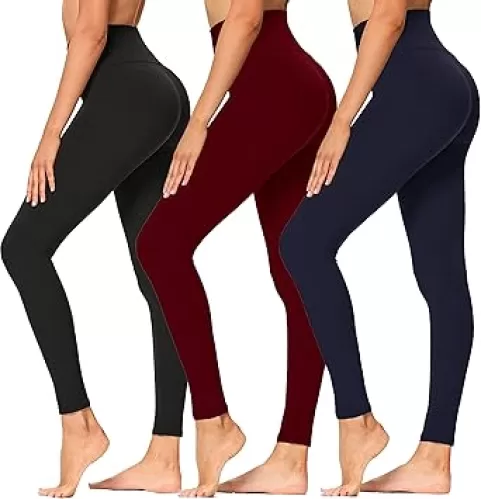 Sweet Hearts 3 Pack Leggings for Women- 5" High Waist Basic Lightweight Everyday Buttery Soft Casual Yoga Pants Made in USA