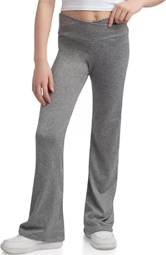 Sweet Hearts Girls Leggings - Athletic Yoga Pants High Waisted Flare Leggings for Girls - Made in USA (Sizes: 5-18)