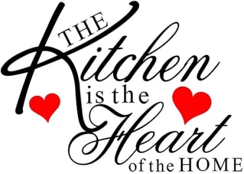 The Kitchen is The Heart of The Home Red Heart Wall Decal Sticker Art Mural Home Décor Quote DIY
