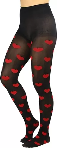 ToBeInStyle Women’s Valentine Day Themed Opaque Sheer Pantyhose w/Heart Love