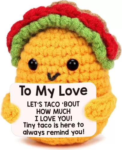 TuSuQing Boyfriend I Love You Gifts for Her Him Girlfriend Wife Husband Birthday Unique Gift Ideas, Handmade Crochet Positive Taco Couples Valentines Christmas Anniversary Small Gifts - to My Love