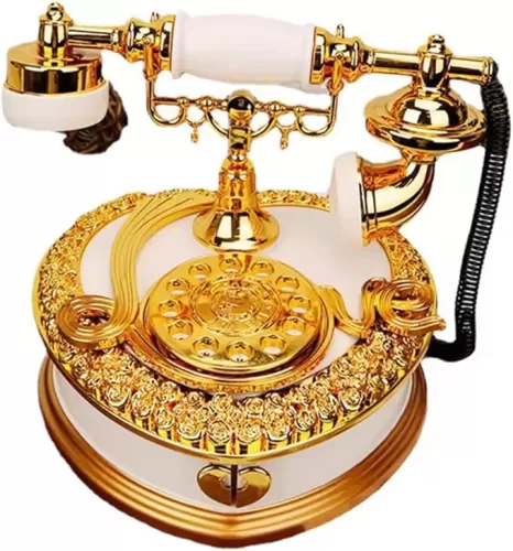 Vintage Dialing Vintage Phone Music Box, Heart shaped Dial, Drawer Phone Music Box, Exquisite Jewelry Box, 7-inch Holiday Gift (White)