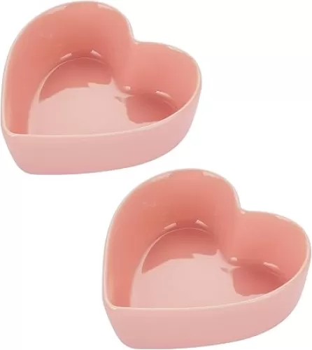 WHJY Set of 2 Cute Heart Shaped Bowls Pink Candy Dish Bowl for Valentines Day