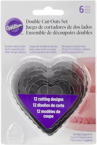 Wilton 6-Piece Nesting Fondant Double Sided Cut Out Cutters, Hearts, Silver