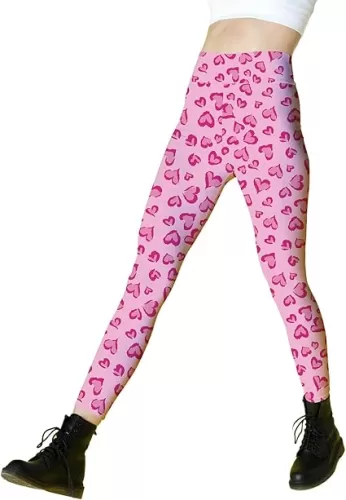 Women's Heart Leggings, Valentines & St Patricks Day, Green, S/M-L/XL