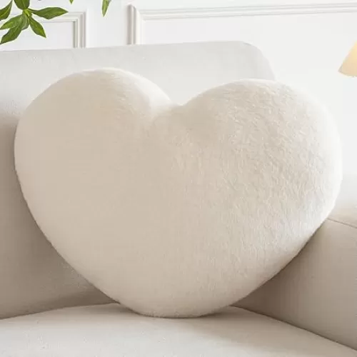 Xiashrk Heart Pillow, Heart Shaped Pillow for Bed Couch, Soft Decorative Heart Throw Pillow, Cute Decorate Pillows, Heart Pillows for Bedroom Living Room (White, Mini 12.9"x9.8")