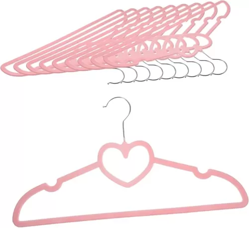 10 Pcs Heart-Shape Hangers Swivel Hooks Space Saver Plastic Hangers for Pants Coats Dresses Closet Organizer