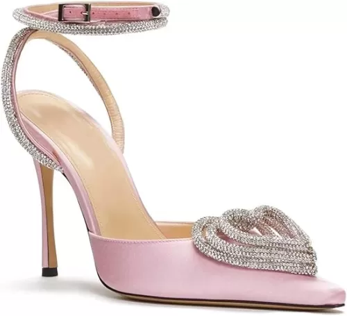 10cm Heart-shaped Rhinestone Pointed High Heels Spring and Autumn Stiletto Elegant Women's Shoes