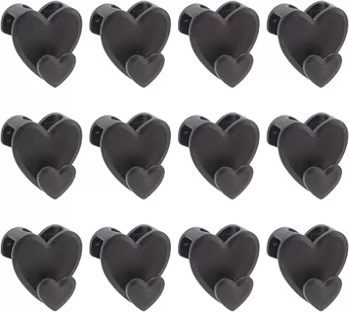 12pcs Black Heart Shape Clothes Hanger Connector Hook Wardrobe Closet Clothing Saving Space Hanger Hook