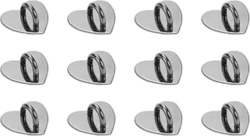 12Pcs Phone Charm Hook Adhesive Metal Phone Finger Grip Hook Cell Phone Ring Holder Stand for DIY Accessories (Black, Heart Shaped)