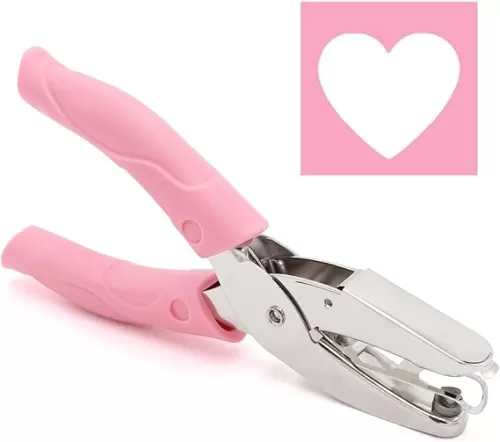 1/4 Inch Heart Shaped Hole Punch with Soft-Handled Punchers for Paper