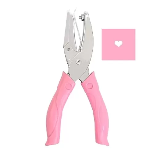 1/4 Inch Heart Shaped Metal Single Handheld Hole Paper Punch Punchers with Soft-Handled for Tags Clothing Ticket