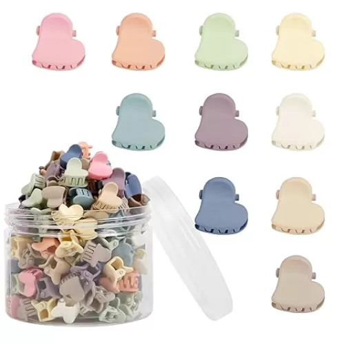 150Pcs Mini Heart Hair Clips for Women Cute Small Hair Clip Colorful Baby Hair Clips Mini Claw Clips Toddler Hair Accessories for Girls