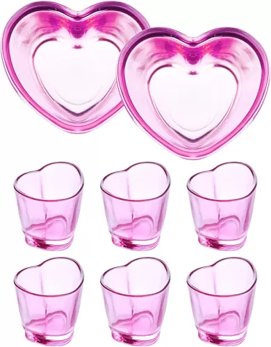 1.5oz Heart Shaped Shot Glasses Set of 6/Pink Shot Glass Cute For Bar Cart Accessories/Soju/Cute/Bulk/Tequila
