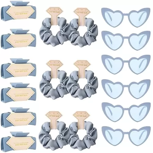 18pcs Scrunchies Proposal Gifts square 4.1inch Bachelorette Hair Claws Clips Girls heart sunglasses gift for Wedding Party Favors (Blue)