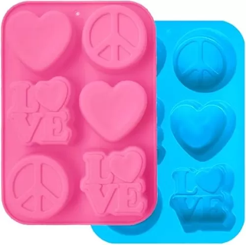 2 Pack Silicone Cake Mold, FineGood Heart Love Circle Shape Cupcake Tray DIY Silicone Mold Baking Pan for Soap, Bread, Muffin