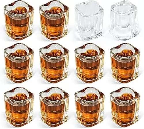 2oz Heavy Base Shot Glasses Sets, 12pcs Cute Heart Shaped Clear Tequila Shots, Mini Square Shot Glass, Espresso Shot Glass, Gift for lover boyfriend girlfriend