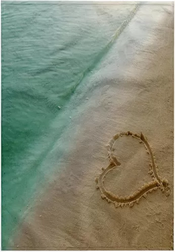 3D Rose Shape Symbolizing Love Heart Carved in Sand on The Beach TWL_173299_1 Towel, 15" x 22"