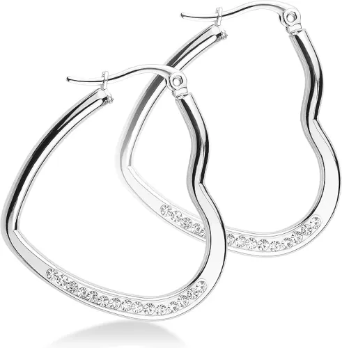 555Jewelry Womens Heart Shape Love Stainless Steel Large Statement Hoop Earrings Hypoallergenic