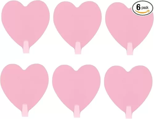 6Pcs Heart-Shaped Stainless Steel Wall Hooks - Adhesive Hangers for Bathroom/Kitchen/Office | No-Drill Decorative Hooks for Towels, Coats, Robes and Purses