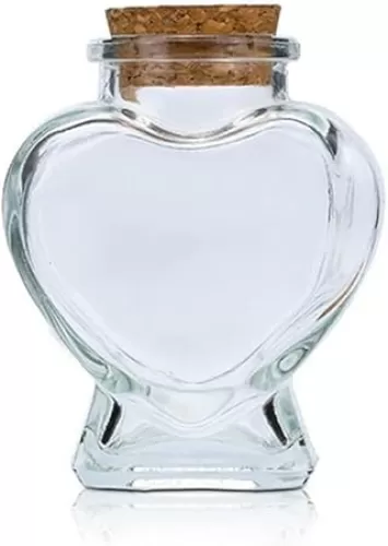 75ml/2.5oz Clear Heart-Shaped Glass Bottle with Cork Stopper