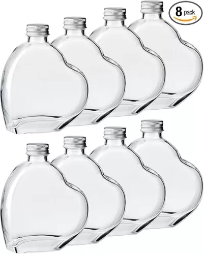 8 x Bottles Heart Shape 200 ml Heart Glass Bottles Heart Shaped Sweet Gifts for My Girlfriend Valentine's Day Bottles of Love Gift Bottles for Filling Mother's Day Decorative Glass with Lid