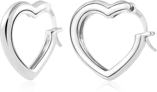 925 Sterling Silver Small Heart Hoop Earrings for Women Girls Hypoallergenic Silver Heart Hoops Earrings Lightweight Girl Earrings