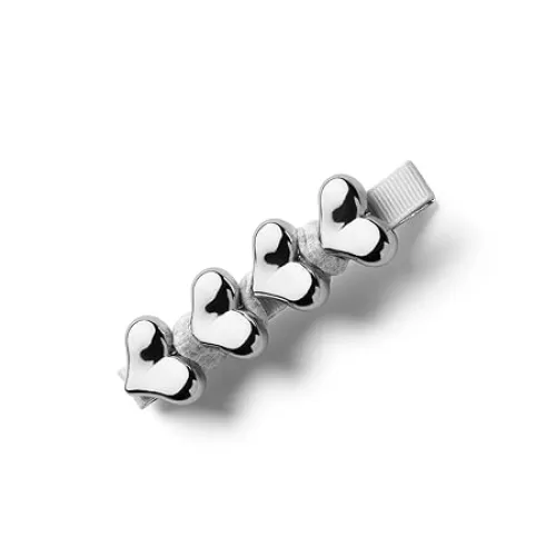 Amour Heart Clip for Girls - Silver, Elegant Heart-Shaped Hair Accessory for Casual Outings and Special Occasions, Timeless Love & Luxury Design