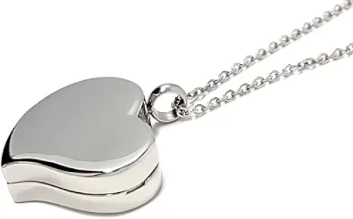 Amour Heart Pill Necklace - Polished Heart Locket with Strong Magnetic Closure - Medication Necklace - Keep Your Medication Securely with You at All Times - 26 Inch Chain